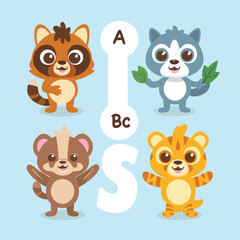 Fototapeta premium 2d vector illustration for learning cartoon character design for letters of the English language 