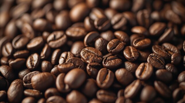 An illustration of coffee beans showing their texture, richness and aroma.Details and natural beauty of the coffee beans to create a captivating and visually appealing image.