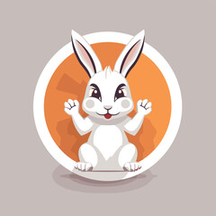 Cute cartoon bunny with hands up. Vector illustration for your design
