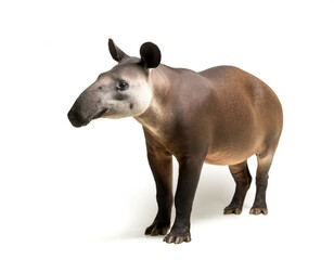 Fototapeta premium Tapir stehend isoliert auf weißem Hintergrund, Freisteller