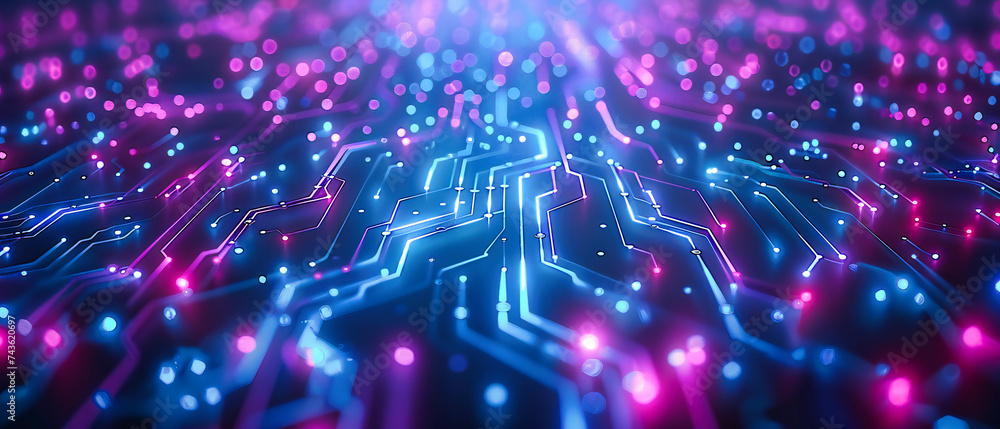 Aufkleber high-tech digital circuit, blue and black technology background, abstract computer processor design