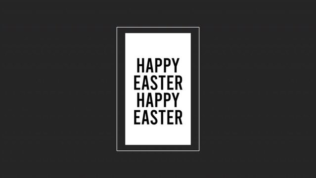 A joyful Easter greeting! A black card with Happy Easter message, framed by a white border, and a blank back for your personalized wishes