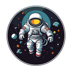 Astronaut in outer space. Vector illustration on white background.