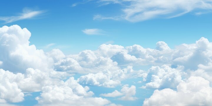 Sky and white cumulus clouds in a wide view