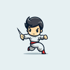 Karate Boy Cartoon Mascot Character Vector Illustration Design.
