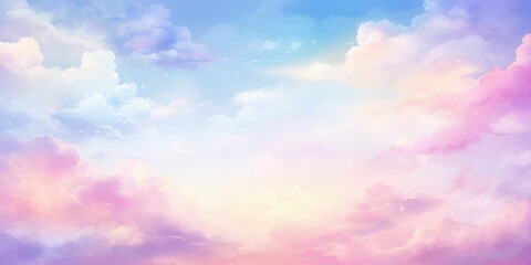 Watercolor colorful sky clouds background