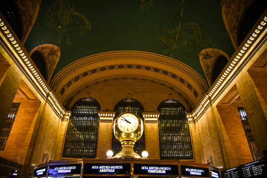 The Famous Clock atop the Information Booth in Grand Central Terminal Main Concourse - Manhattan, New York City