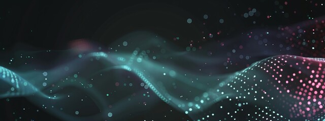 Wave of dots and wavy lines to demonstrate big data and technology and communication on abstract background