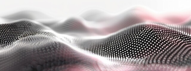 Wave of dots wavy lines demonstrating big data and technology and communication on light abstract background