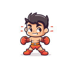 Obraz na płótnie Canvas Little Boxer Cartoon Mascot Character Vector Design Illustration.
