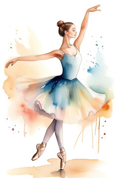 ballerina watercolor paint illustration