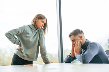 Woman is screaming at her boyfriend, conception of quarrel