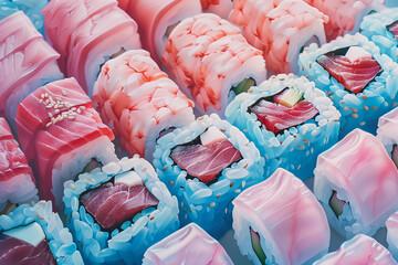 sushi rolls pattern illustration