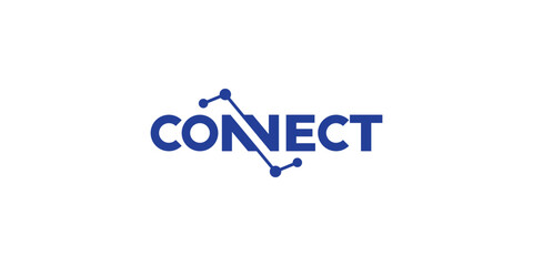 Simple Wordmark Connect Logo. Dot Connected with Modern Style. Network Icon Symbol Vector Design Template.