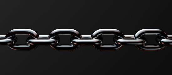 Close up Metal chain with shinny light reflection on dark background. AI generated image