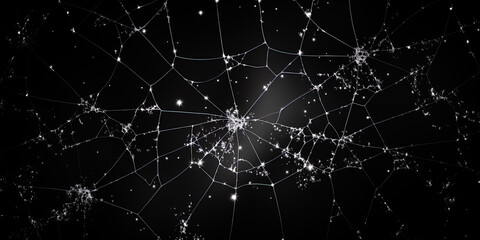 The web, located in the corner of the room, like a network for catching the smallest particles o