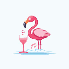 Flamingo Cocktail. Vector illustration in flat design style.