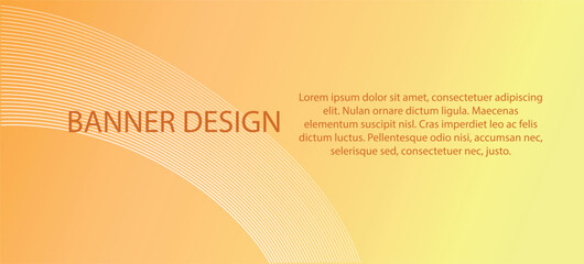 The banner is orange and yellow with a wavy line. Poster for web design, with space for inscription. Vector illustration, eps 10.
