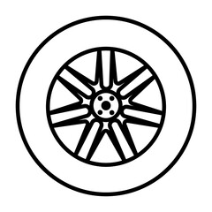 Fototapeta premium Car wheel icon vector. Wheel illustration sign. Tire service symbol or logo.