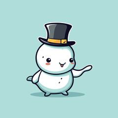 Cute Snowman Cartoon Mascot Character Design Illustration.