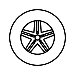 Fototapeta premium Car wheel icon vector. Wheel illustration sign. Tire service symbol or logo.
