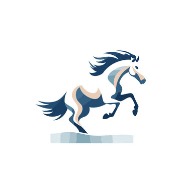 Running horse icon. Vector illustration isolated on white background. Flat style.