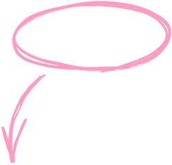 Pink Circle and Arrow Doodle Round Shape Line Drawing Emphasis Sign Design Element