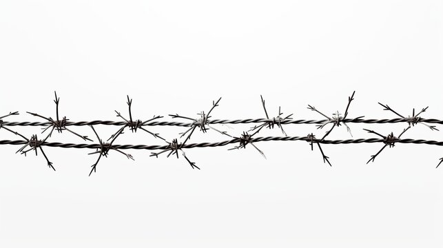 An image highlighting barbed wire, meticulously isolated on a clean white background. 
