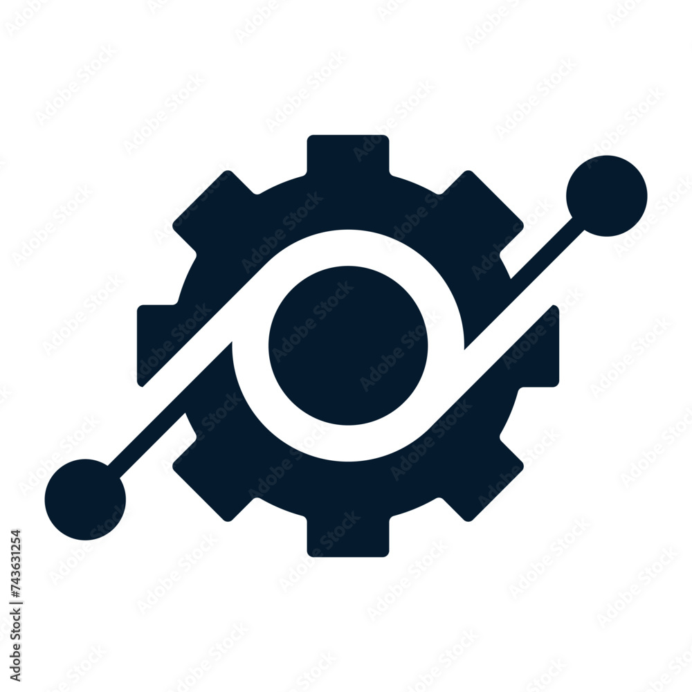 Poster the process of introducing electronic technologies. improvement, automation. vector linear icon isol