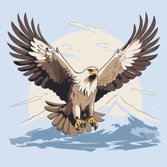Eagle in the mountains. Vector illustration of an american eagle.