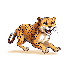 Cartoon cheetah. Vector illustration isolated on white background.