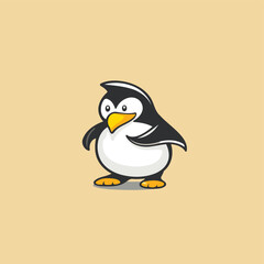 Cute penguin icon. Vector illustration of cartoon penguin.