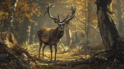 Deurstickers fallow deer hunting © Little