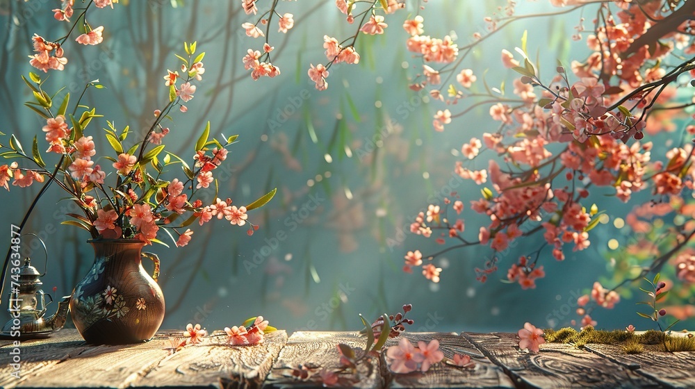 Poster table background and spring time
