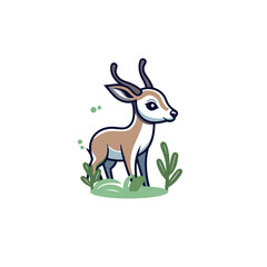 Deer logo template. Vector illustration of a wild animal in flat style.