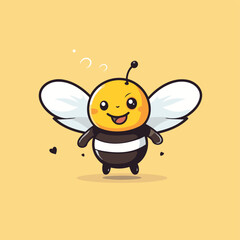Cute happy bee. Vector flat cartoon character illustration icon design.