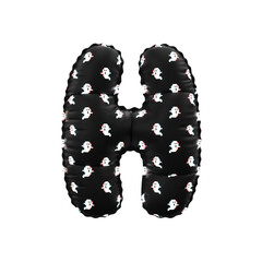 3D Helium Balloon Letter H with Matte Black pixelated ghost Textur