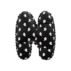 3D Helium Balloon Letter N with Matte Black pixelated ghost Textur