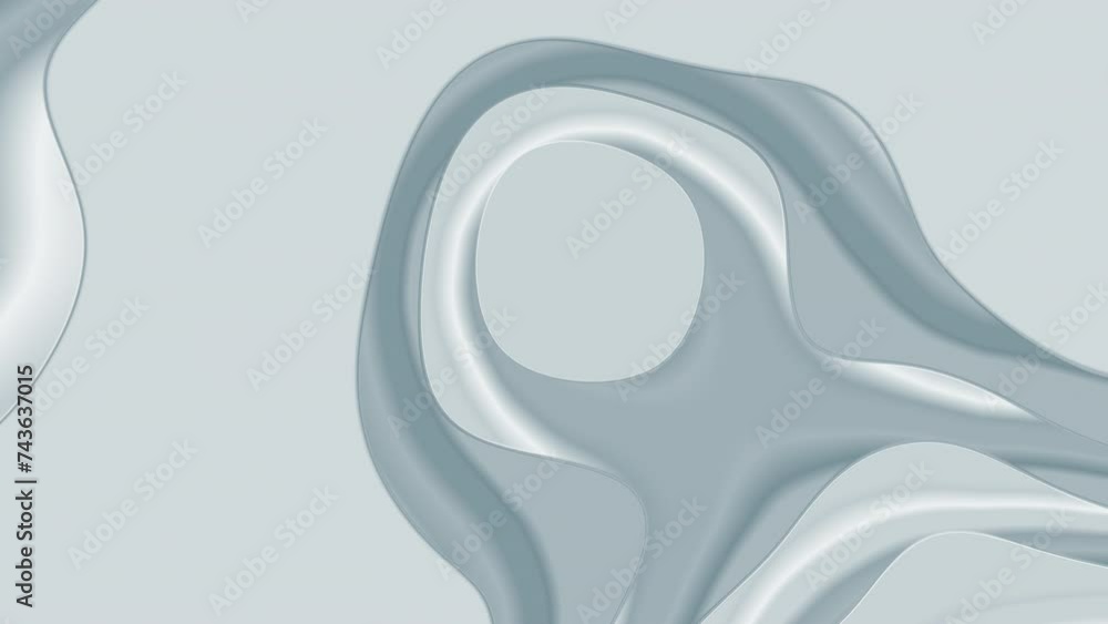 Poster abstract layered fluid metallic silver background loop animation. seamless backdrop video footage wi