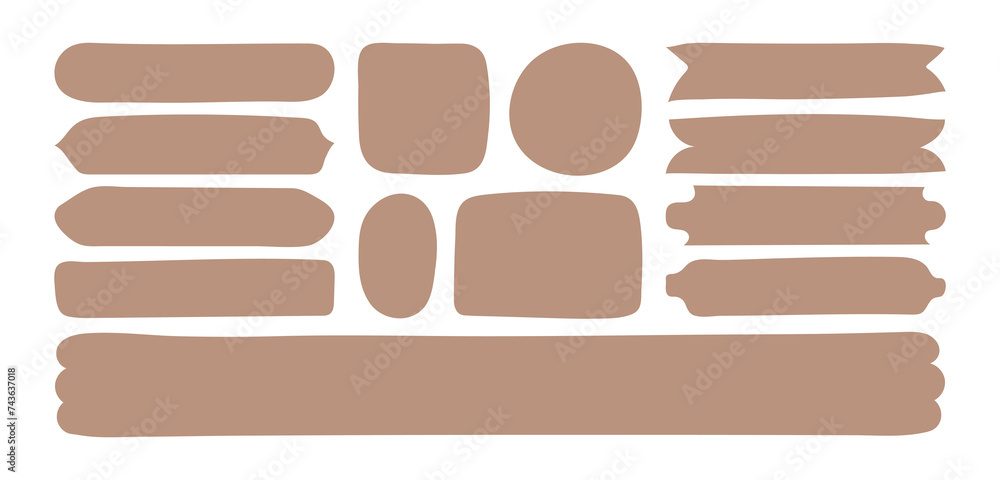 Poster blank text frames template in doodle style. beige empty medieval textbox isolated on white backgroun