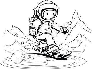 Snowboarder. Coloring book for children. Vector illustration.