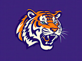 Illustration of Tiger Face as Sports Team Logo and sticker.