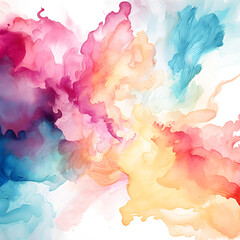 Watercolor paint stain on white transparent background