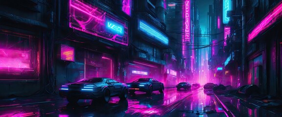 Cyberpunk cityscape, neon lights, futuristic urban wallpaper