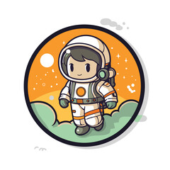 astronaut boy cartoon character vector illustration graphic design doodle