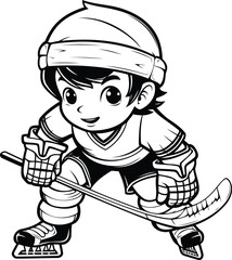 Ice Hockey Player Mascot. Vector illustration ready for vinyl cutting.