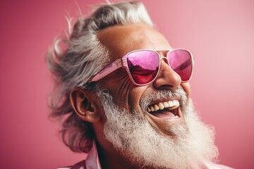 Vibrant Senior: Stylish Man with a White Beard