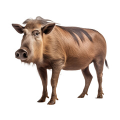 Wild Warthog Boar Isolated on White Background and transparent background. Ideal for use in advertising. Generative ai