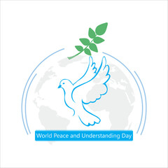 World Peace and Understanding Day, held on 23 February. Vector, illustration.