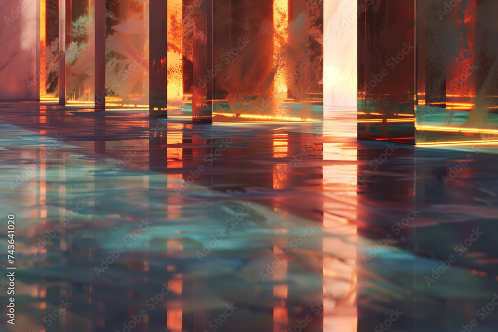Poster abstract background with reflections and caustics. futuristic background image. created with generat